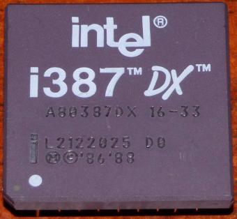 Intel i387 DX 33MHz FPU A80387DX 16-33, CeramicPGA-68, Malay 1989